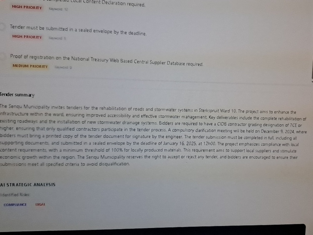 Automated Compliance Matrix