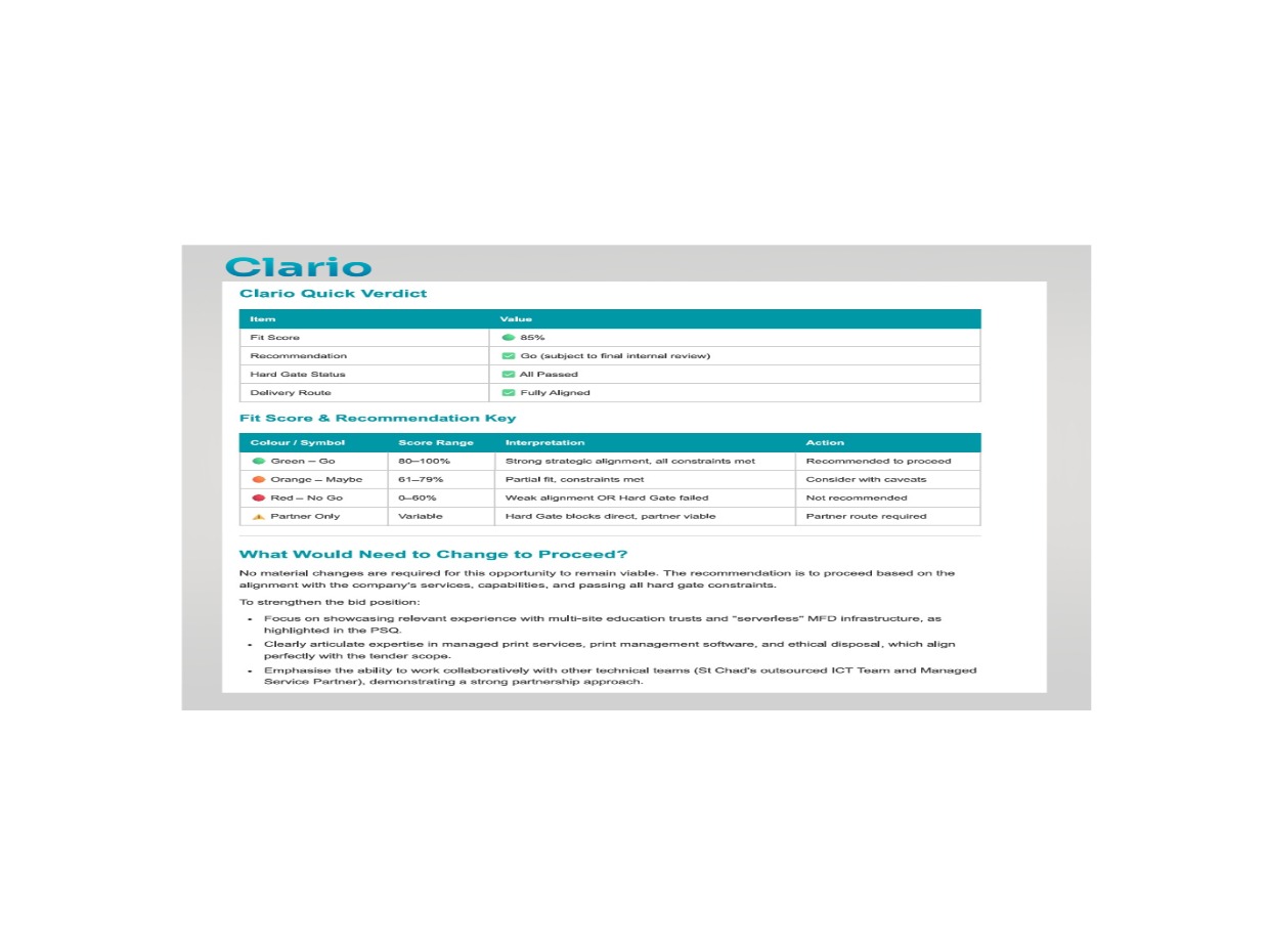 Structured Tender Opportunity Analysis