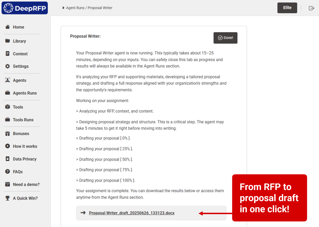 Proposal Writer: from RFP to Draft in one click