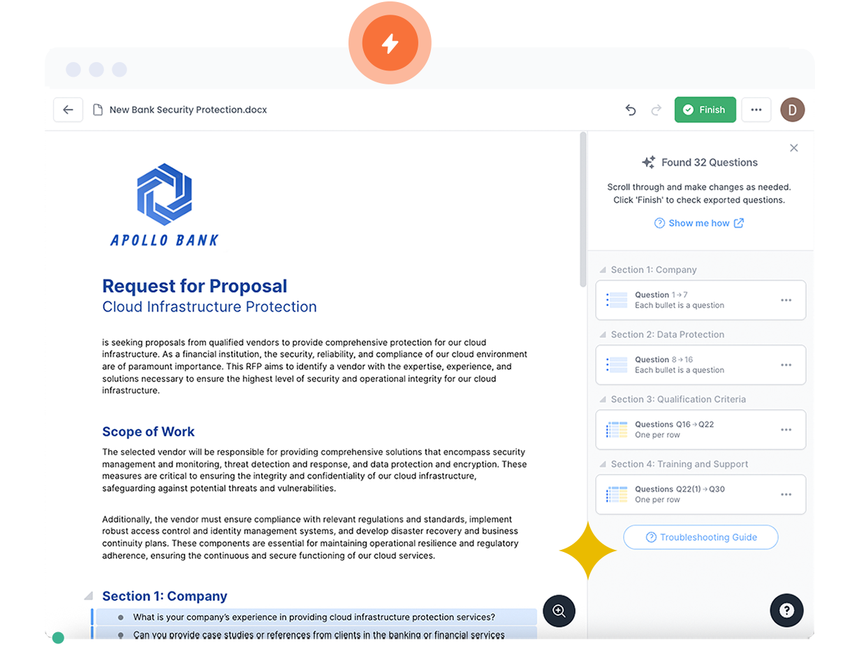 Turn RFP's into a structured doc in seconds